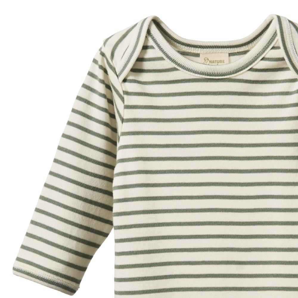 Cotton Long Sleeve Bodysuit - Nettle Sailor Stripe
