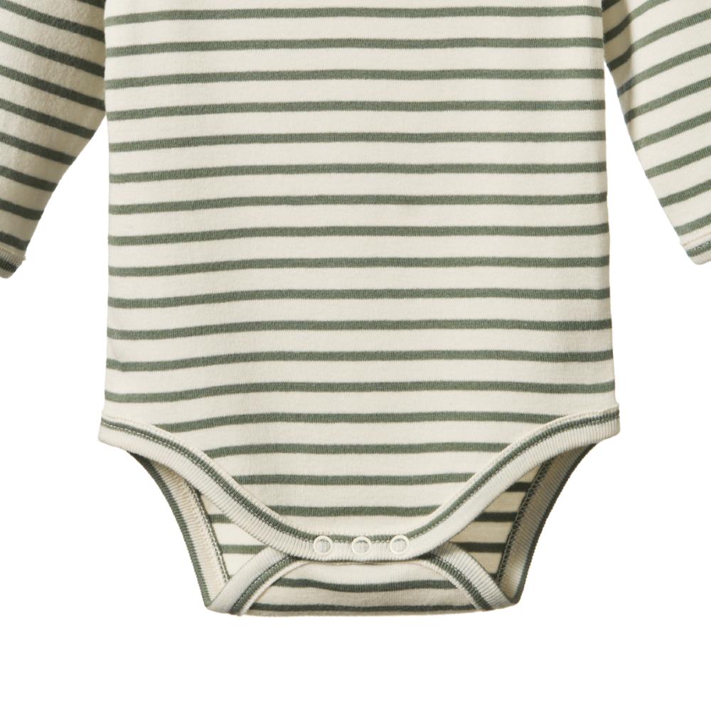 Cotton Long Sleeve Bodysuit - Nettle Sailor Stripe