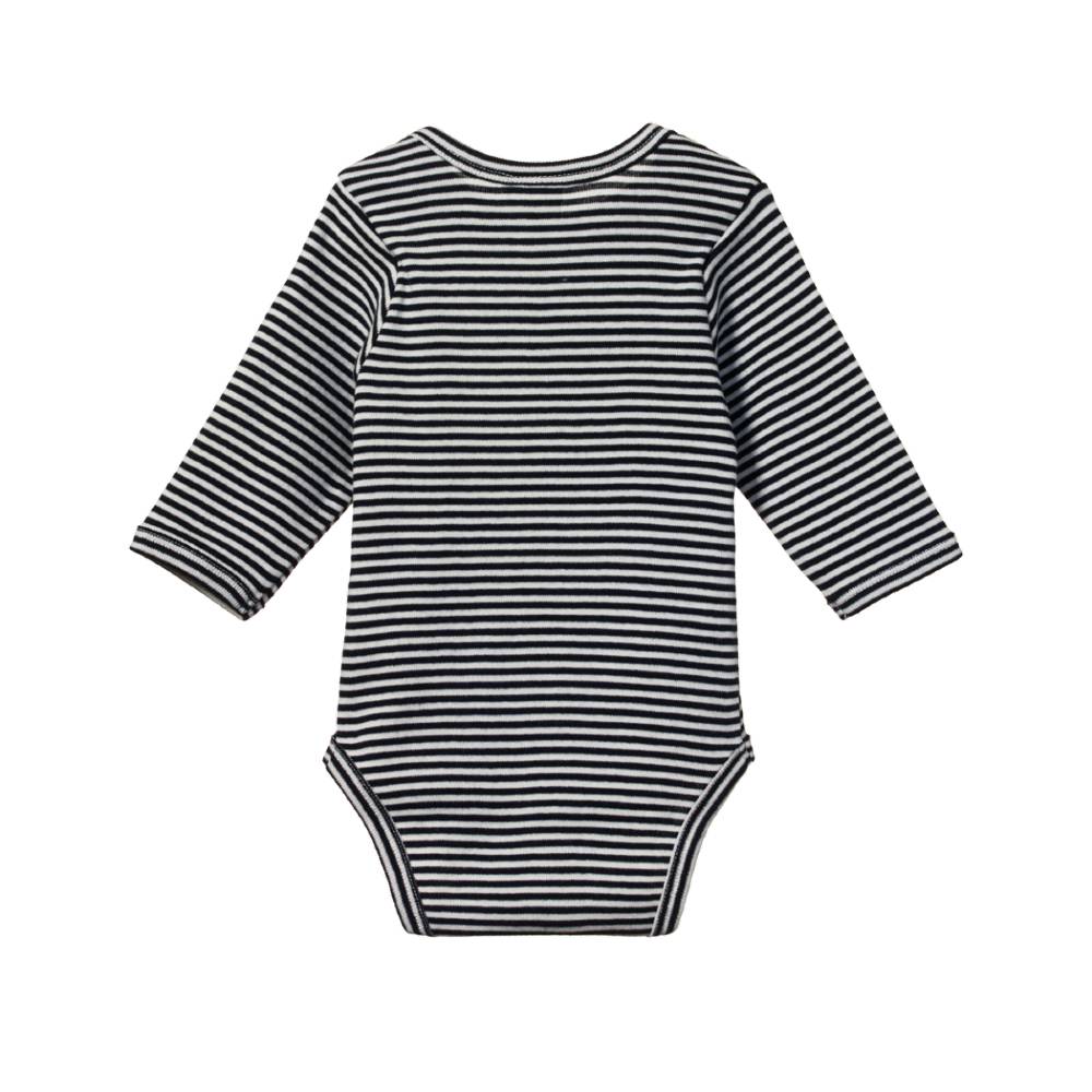 Cotton Long Sleeve Bodysuit - Navy Stripe