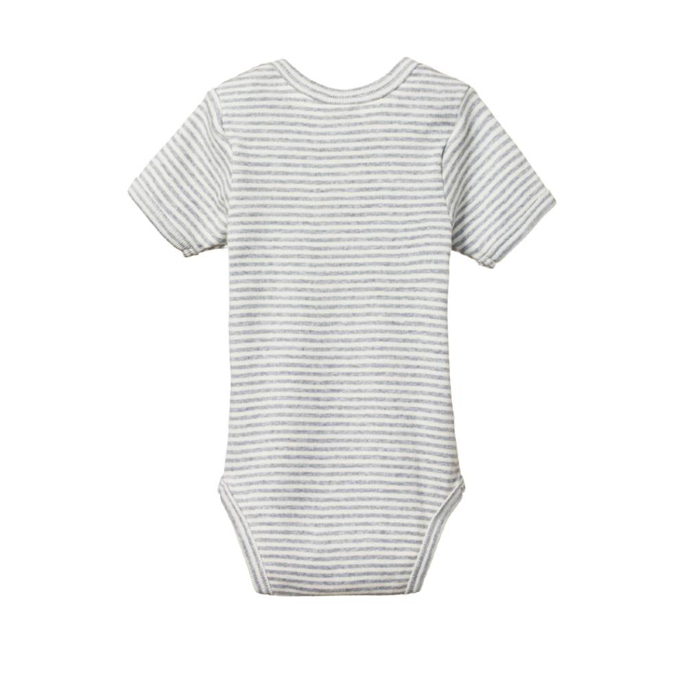Cotton Short Sleeve Bodysuit - Grey Marl Stripe