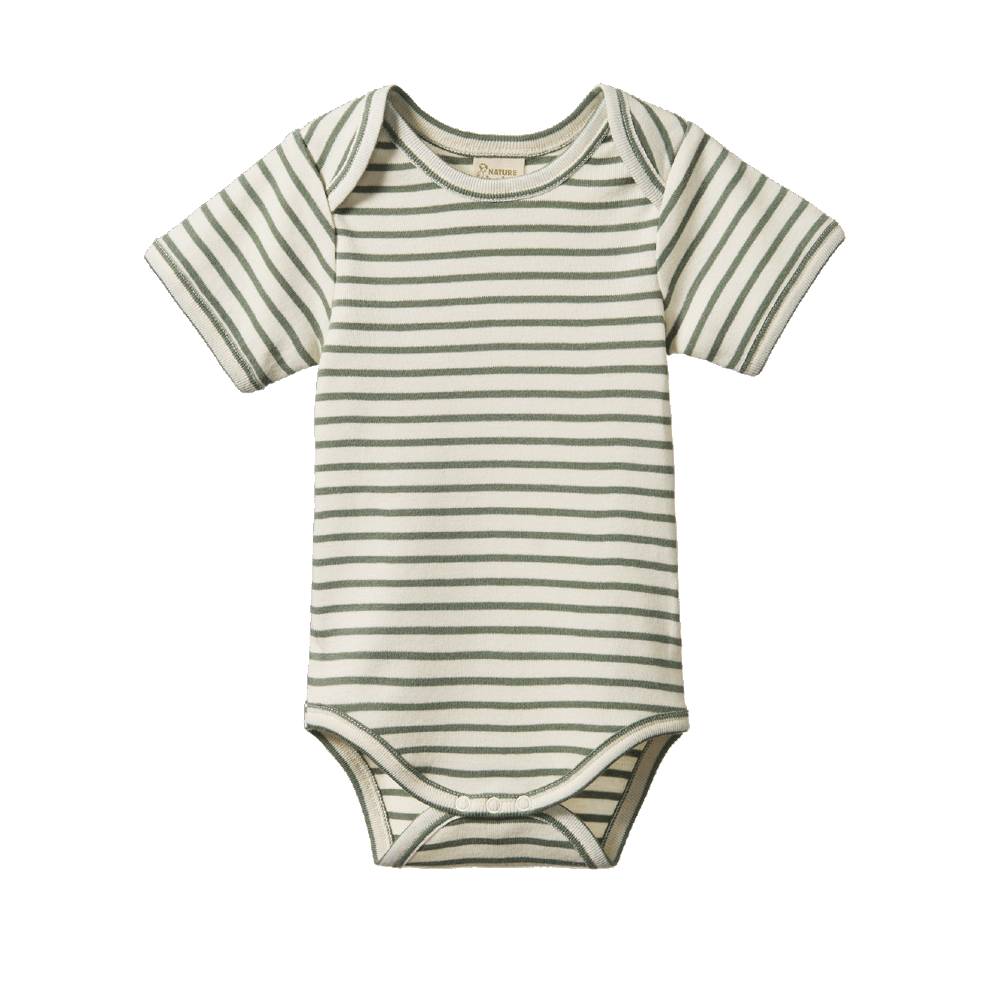 Striped baby bodysuit on a white background