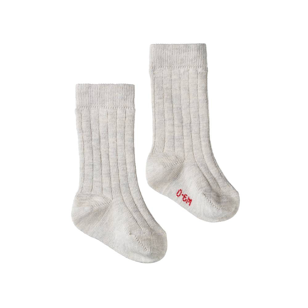 Cotton Rib Socks - Light Grey Marl
