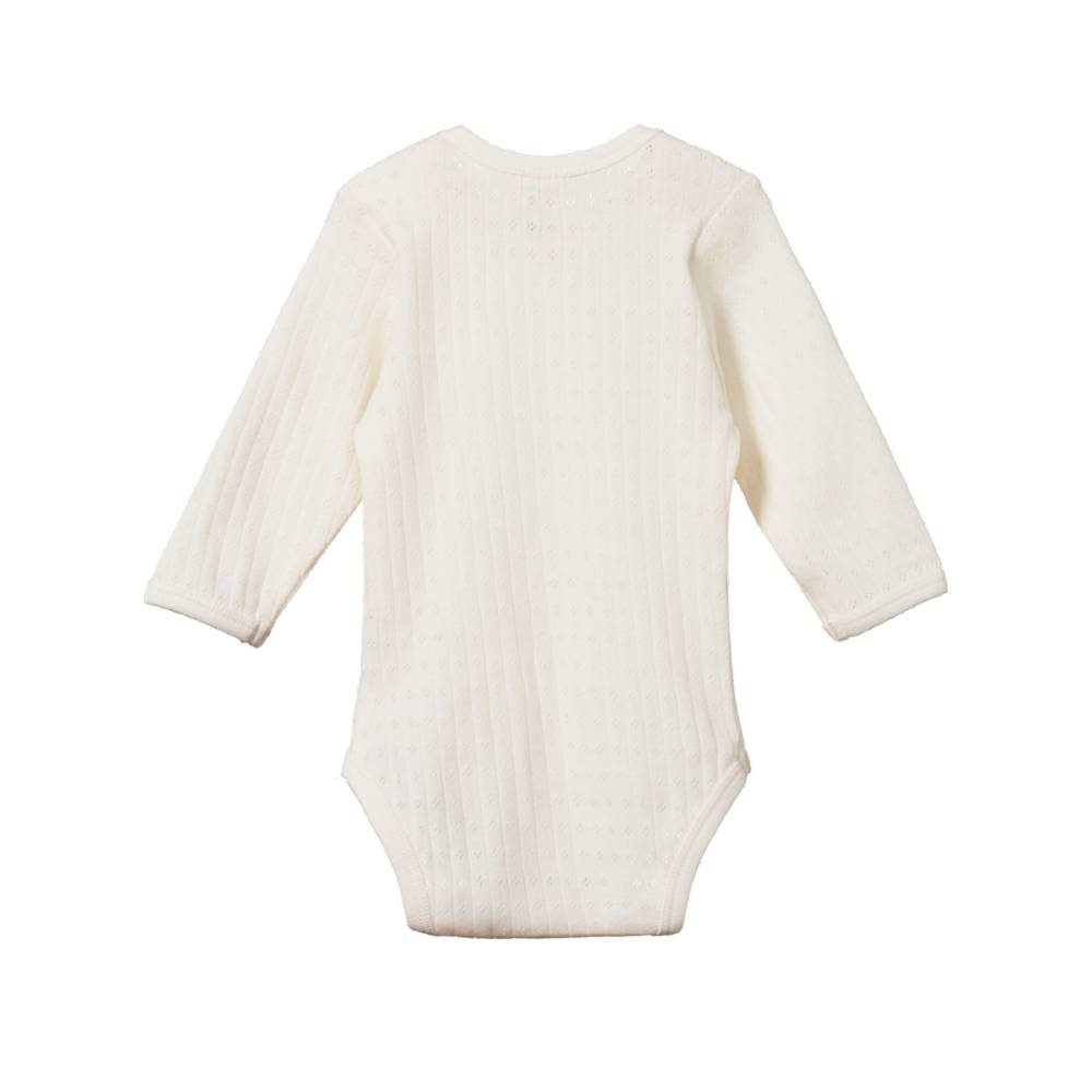 Cotton Pointelle Long Sleeve Bodysuit - Natural