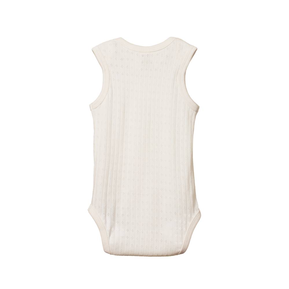 Cotton Pointelle Singlet Bodysuit - Natural