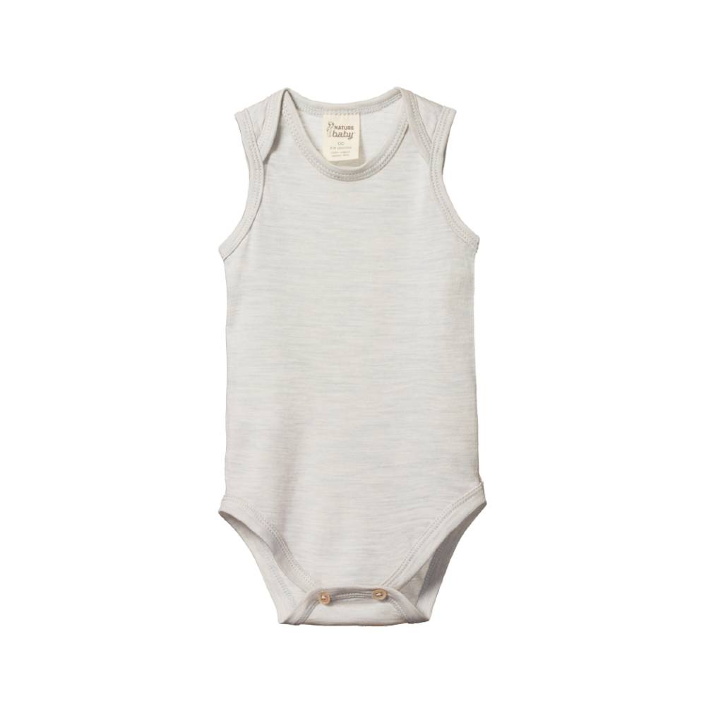 Merino Singlet Bodysuit - Grey Marl