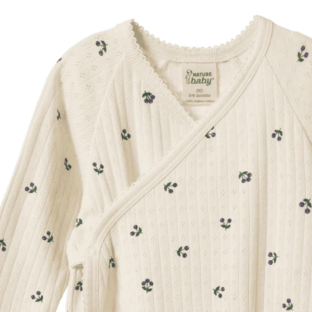 Cotton Pointelle Kimono Stretch and Grow - Winter Berry Print