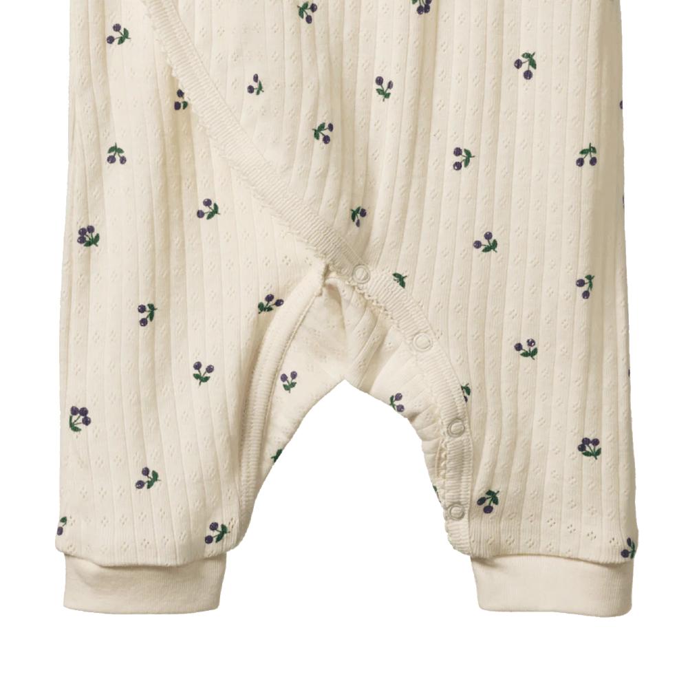 Cotton Pointelle Kimono Stretch and Grow - Winter Berry Print