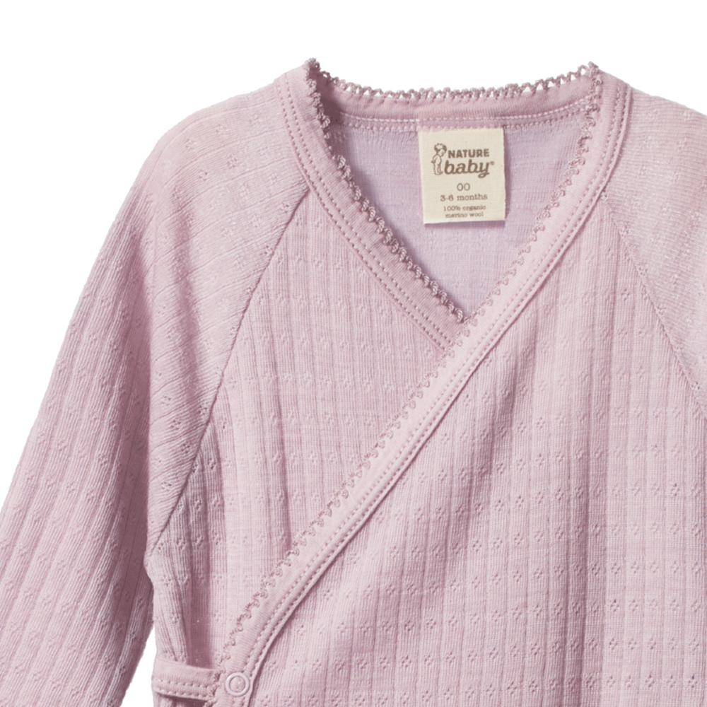 Merino Pointelle Kimono Stretch & Grow - Lilac