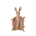 Terry cotton rabbit comforter blanket in beige with a visible Nature Baby brand tag on a white background