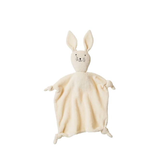 Nature baby Cream-colored cotton terry bunny plush toy on a white background