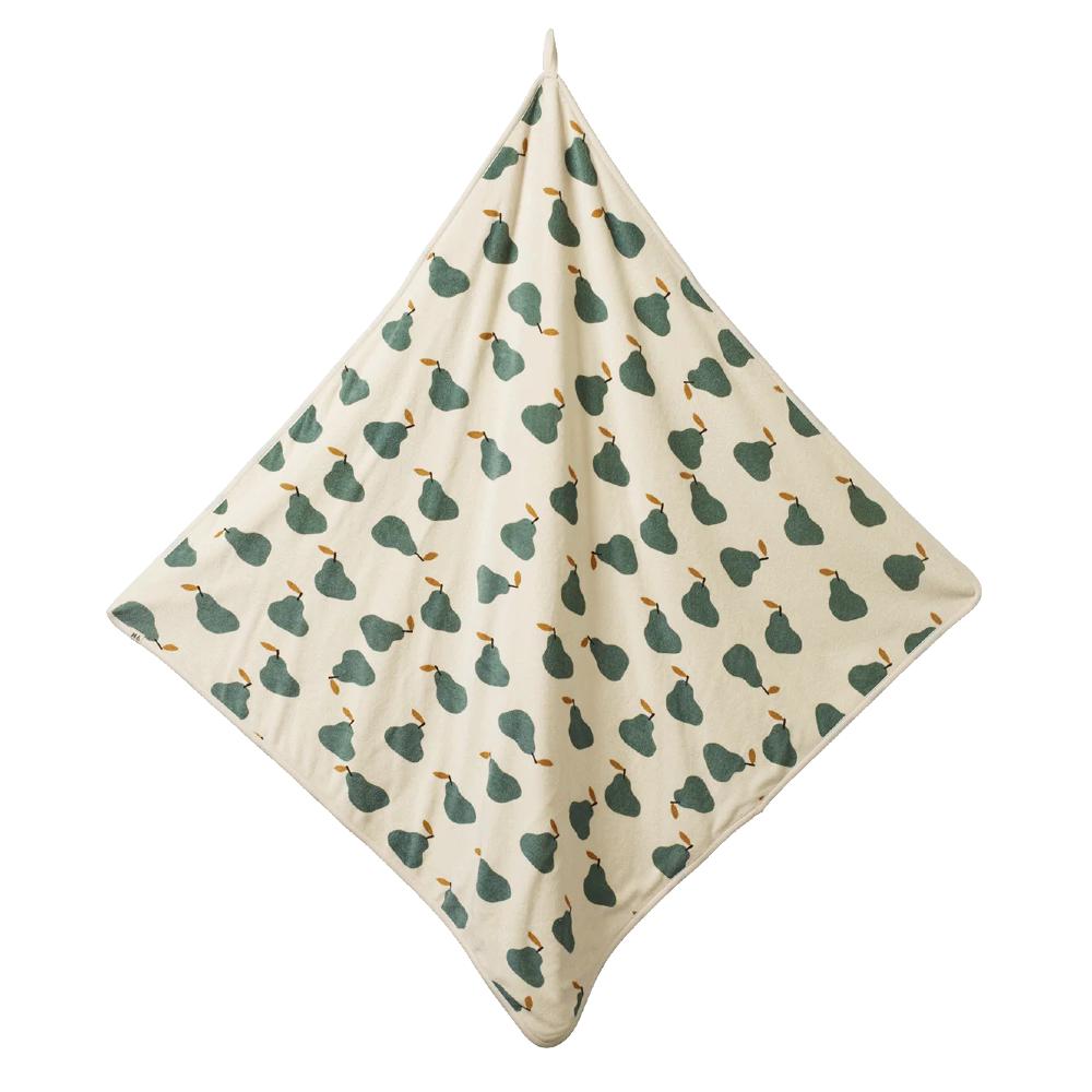 Organic Cotton Hooded Towel - Pear Print