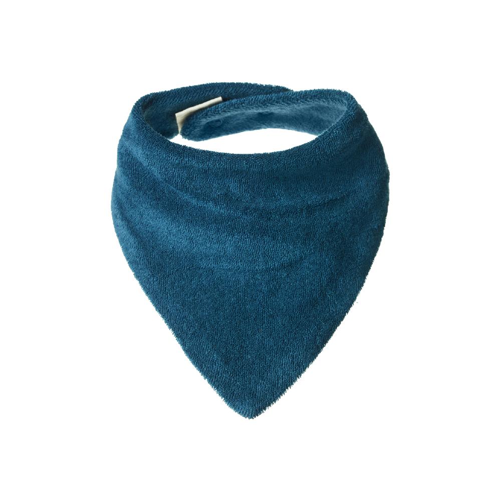 Teal Blue terry triangle bandana bib on a white background