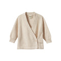 Oatmeal marl kimono style knit cardigan on a white background