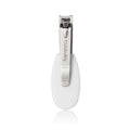 Silver Frida Baby nail clippers against white background.