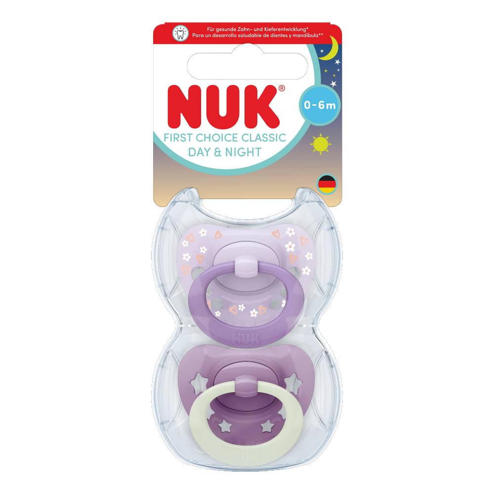 First Choice Classic Day & Night Soother Dummy 2pk - Purple