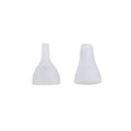 2 clear silicone tips for a nasal aspirator on a white background