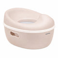 Beige potty seat with white rim on a white background