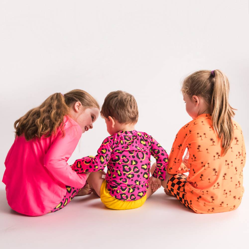 Neon Swim Rash Vest - Orange Palms