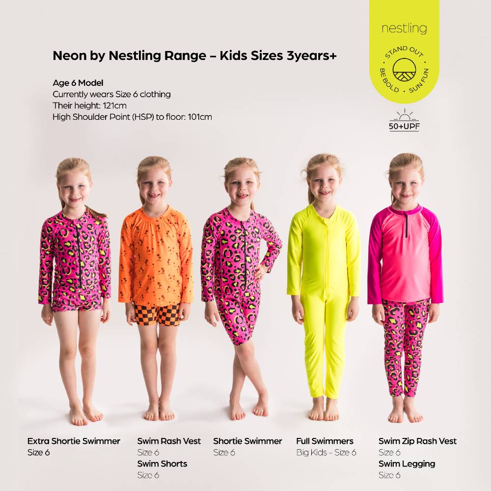 Neon Full Length Swimsuit Half Zip - Green Bolts
