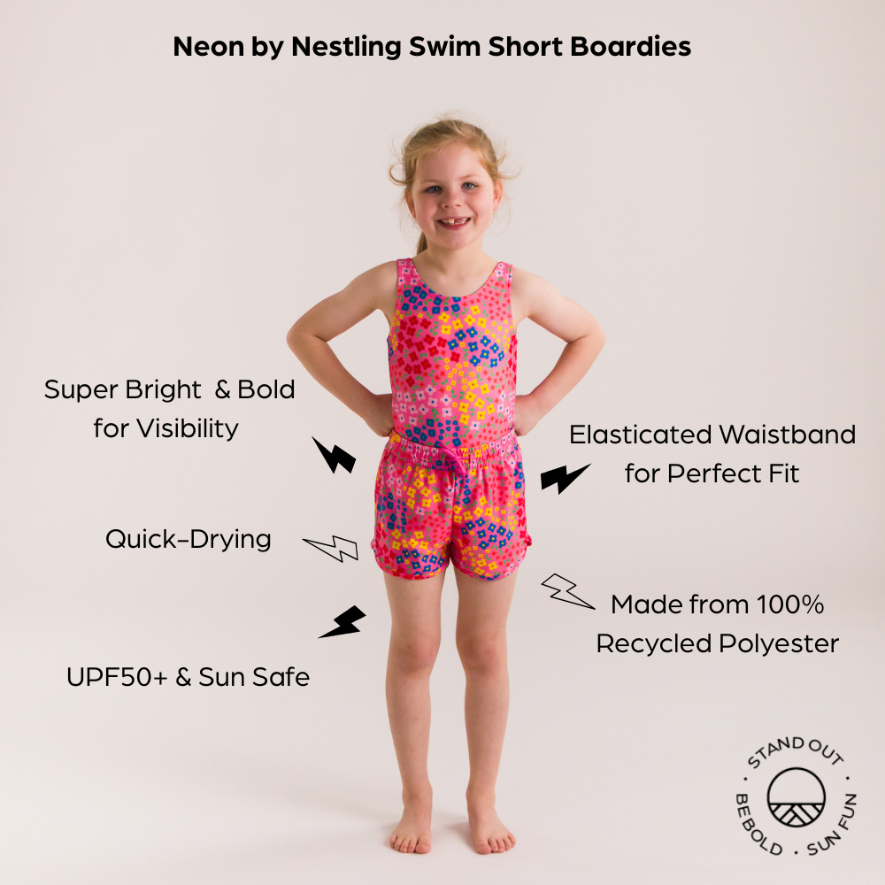 Neon Short Boardies - Neon Pink Retro Surf