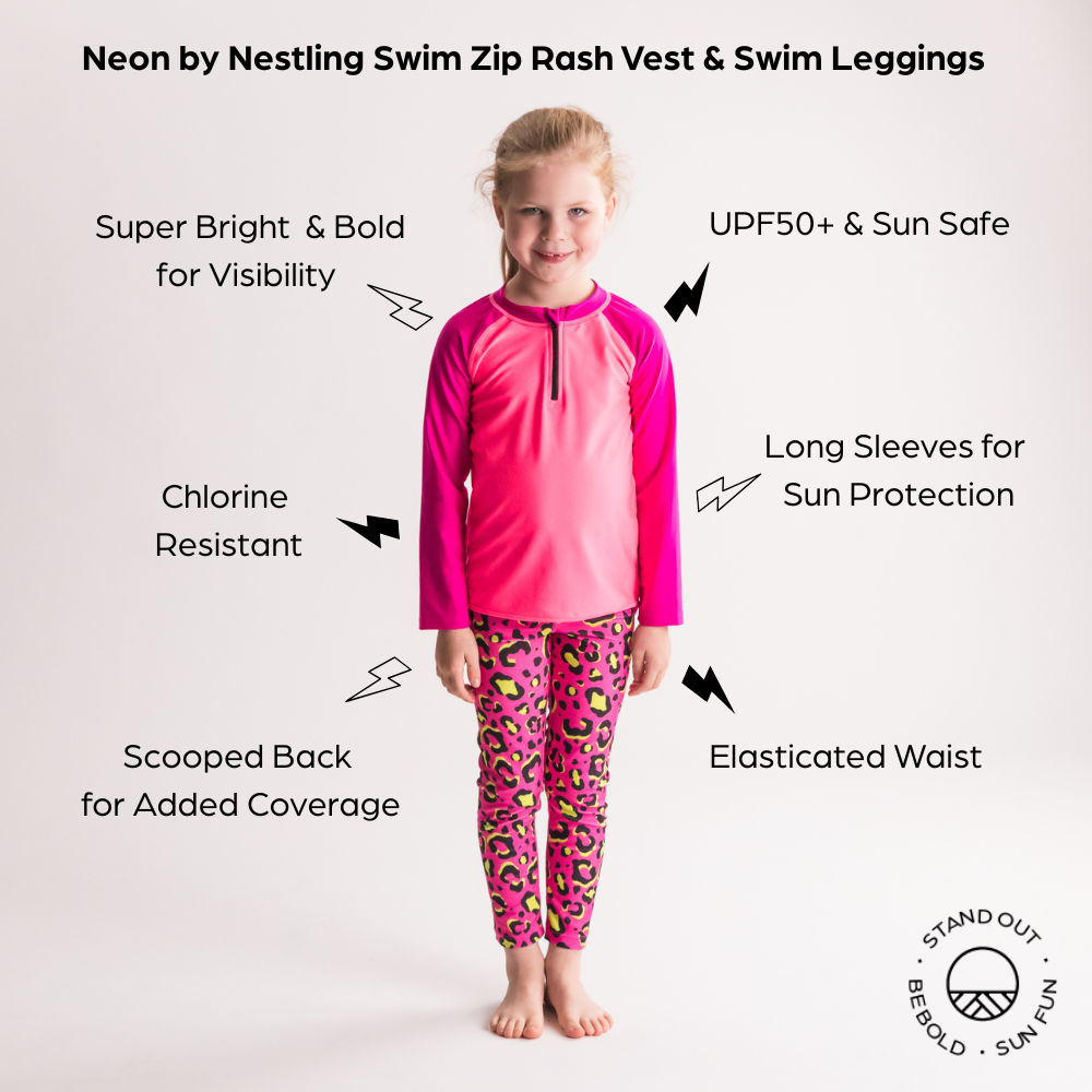 Neon Swim Leggings - Neon Pink