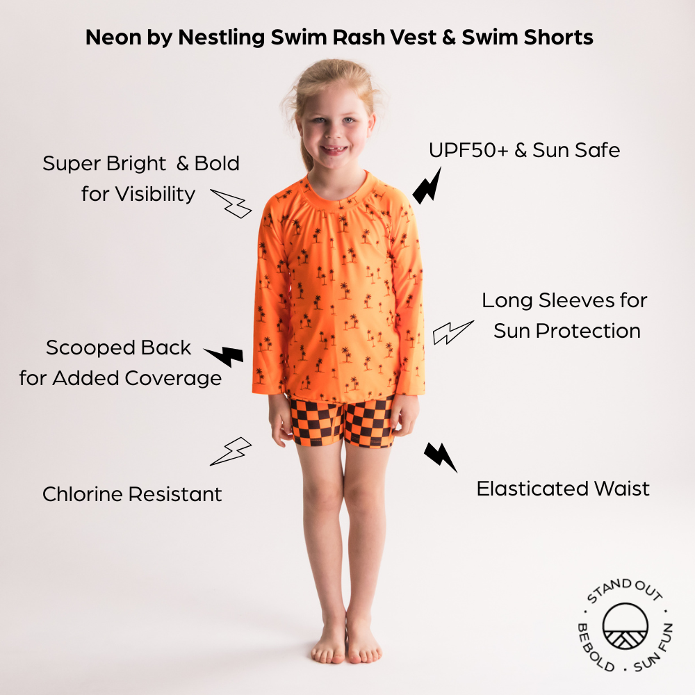 Neon Swim Shorts - Neon Orange