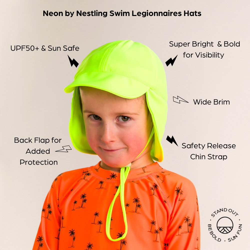 Neon Swim Legionnaire Sun Hat - Neon Yellow