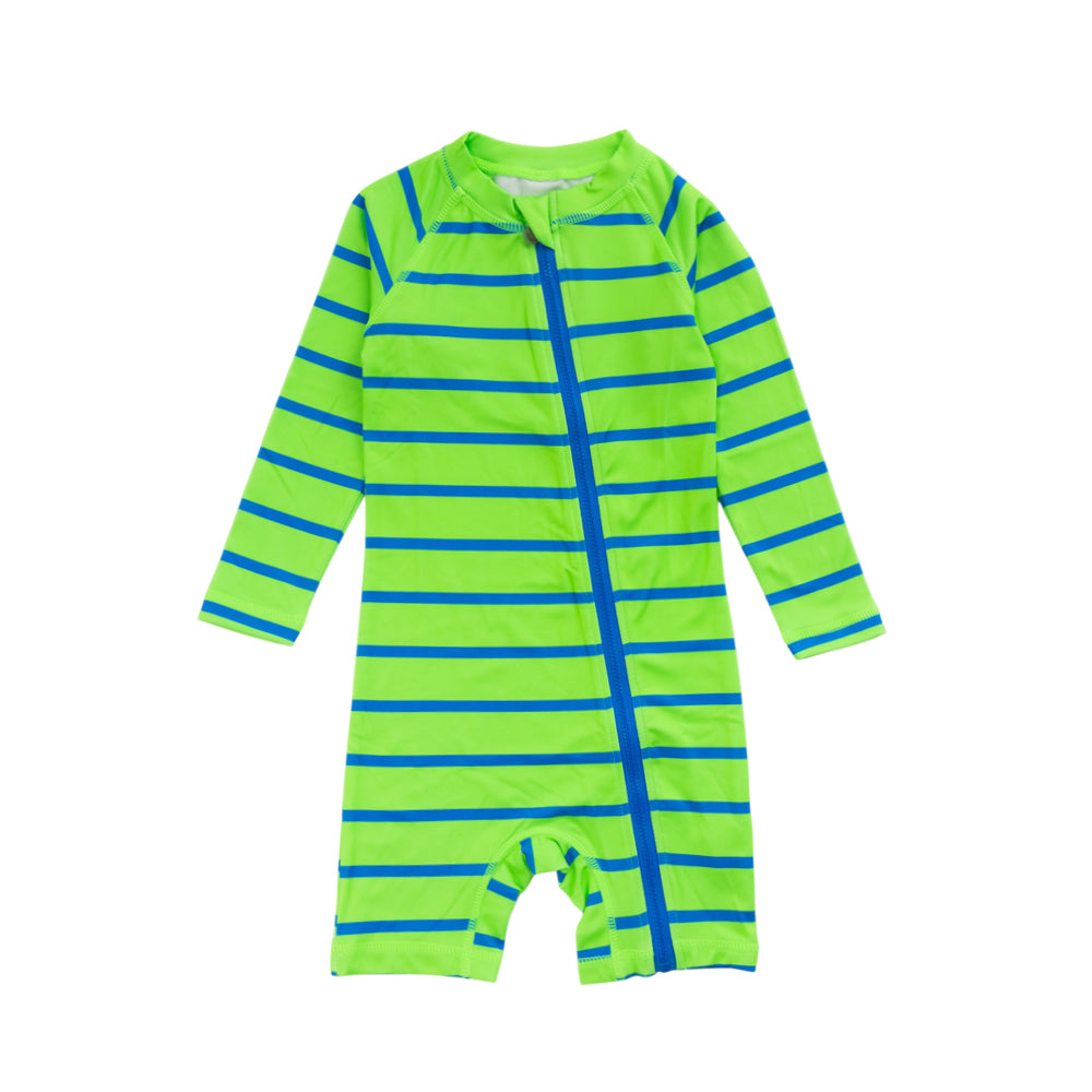 AquaLuxe Shortie Swimsuit - Neon Green Stripe