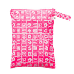 Double Pocket Wet Bag - Neon Pink Retro Surf