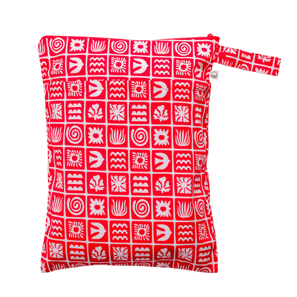 Double Pocket Wet Bag - Red Retro Surf