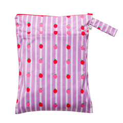 Double Pocket Wet Bag - Striped Raspberries