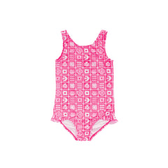 Neon Girls Swimsuit - Neon Pink Retro Surf