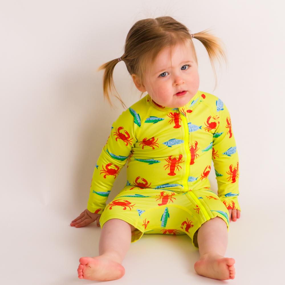 Neon Brushed Shortie Swimsuit - Lobster