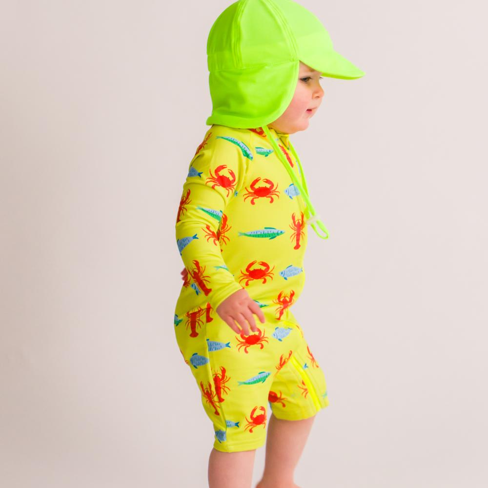 Neon Brushed Shortie Swimsuit - Lobster