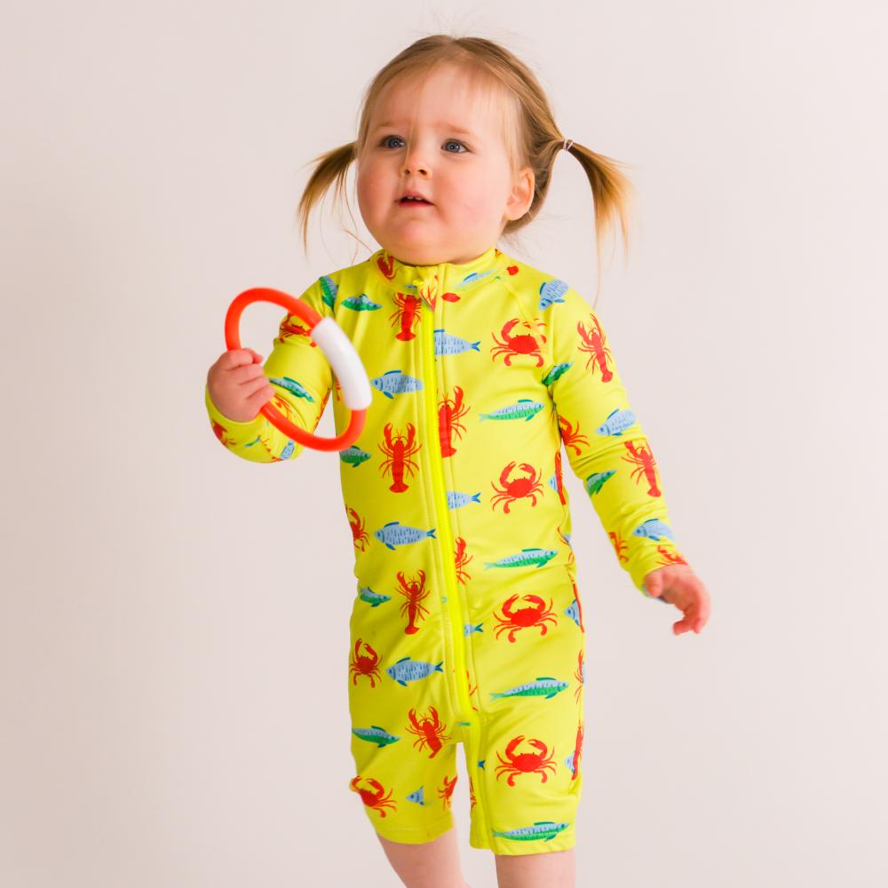 Neon Brushed Shortie Swimsuit - Lobster