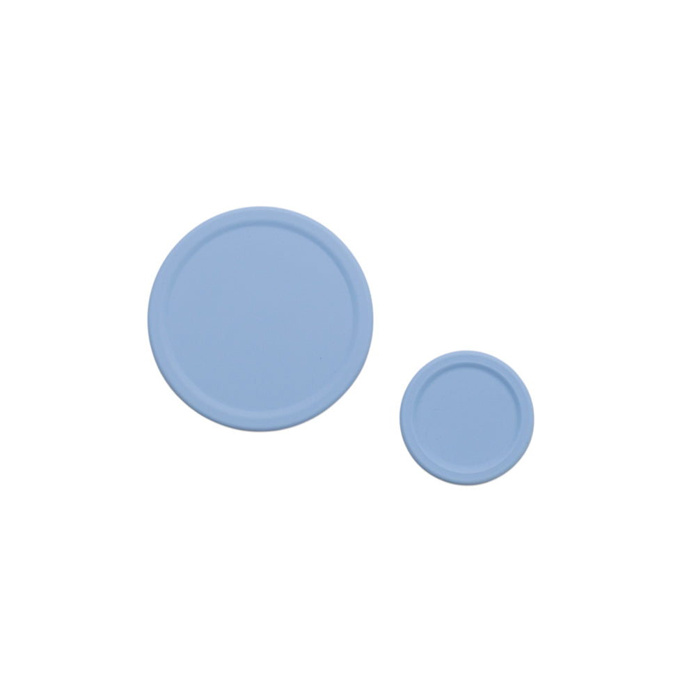 Silicone Dipper Lids in blue on a white background