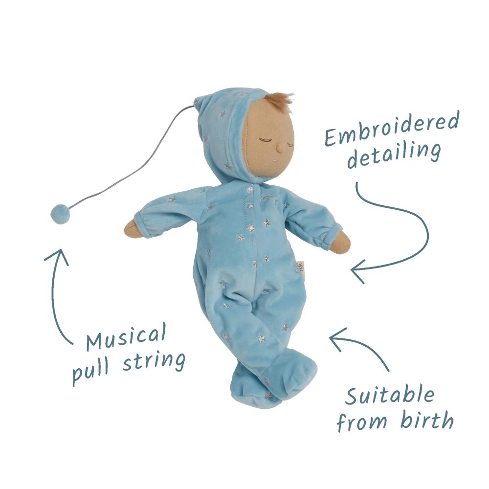 Lullaby Dozy Dinkum Doll - Leo Baby Blue