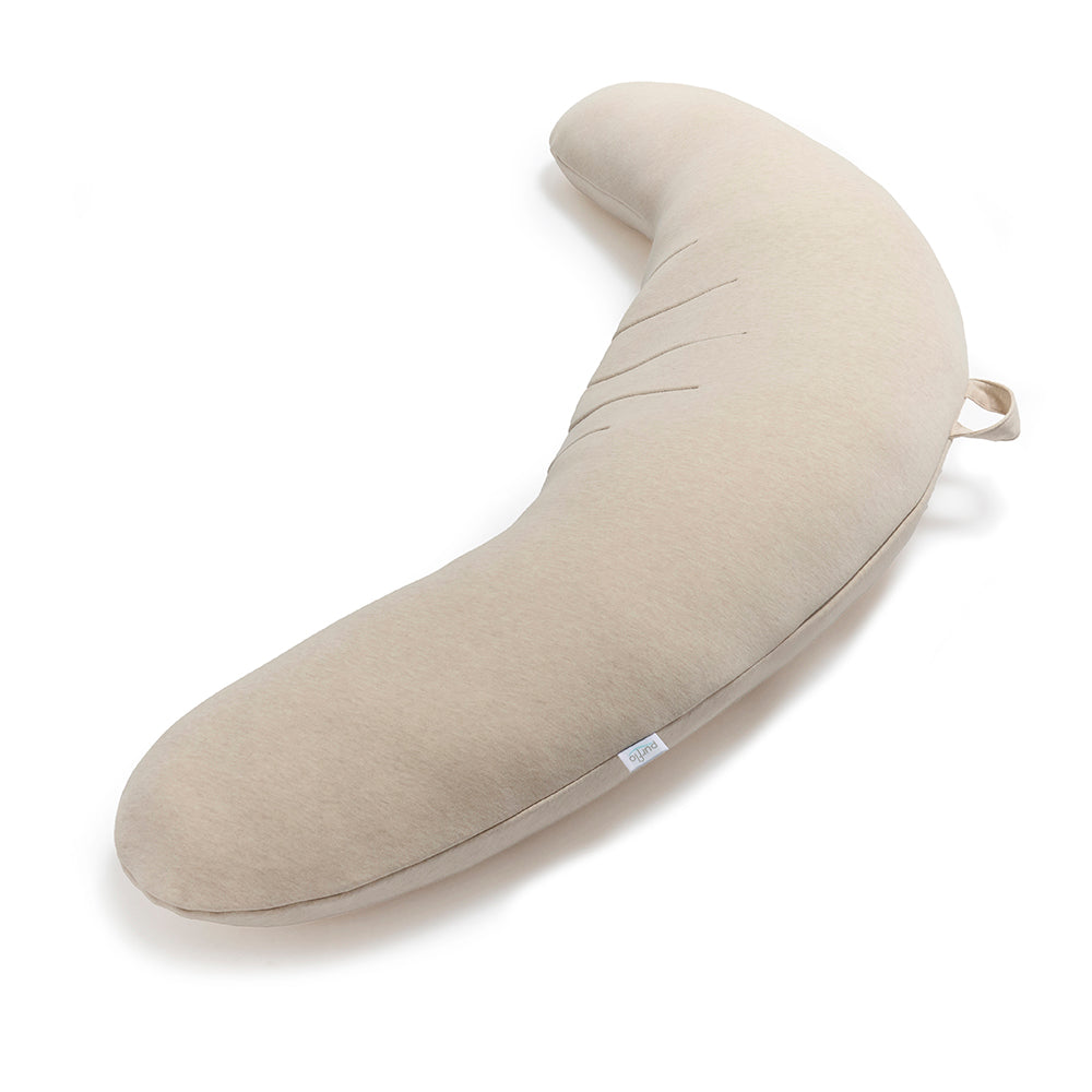 Beige body pillow on a white background
