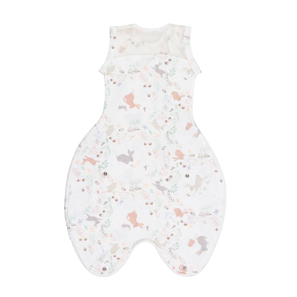 Baby sleeping bag with animal pattern on a white background