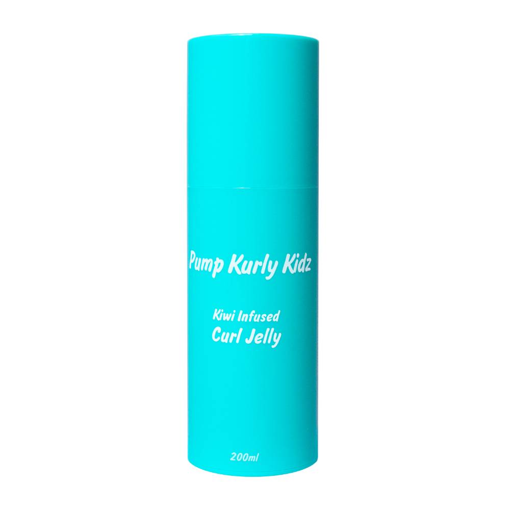 Blue Pump Haircare bottle against white background.