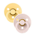 Pink and yellow latex pacifier two pack
