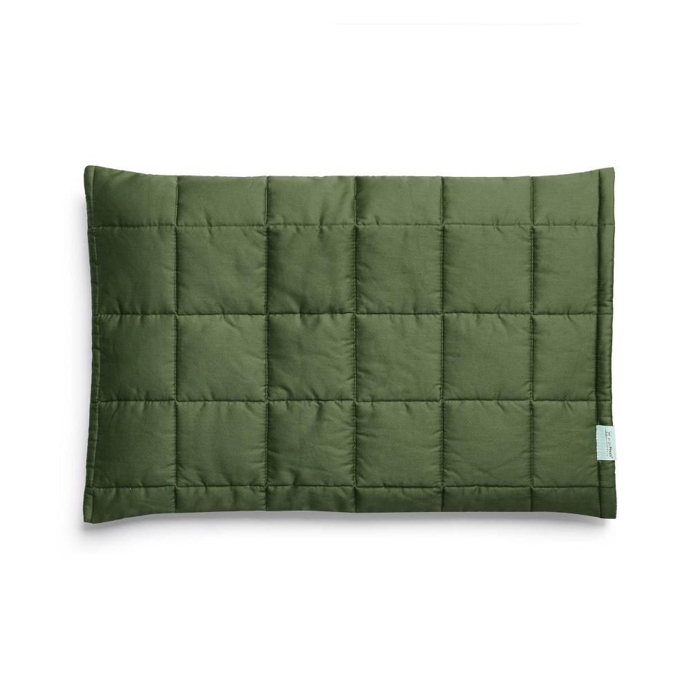 Quilted Pillowcase in Hunter Stripe Green on a white background
