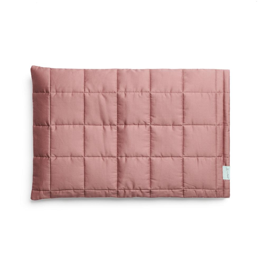 Quilted Pillowcase in Rosy Gingham on a white background