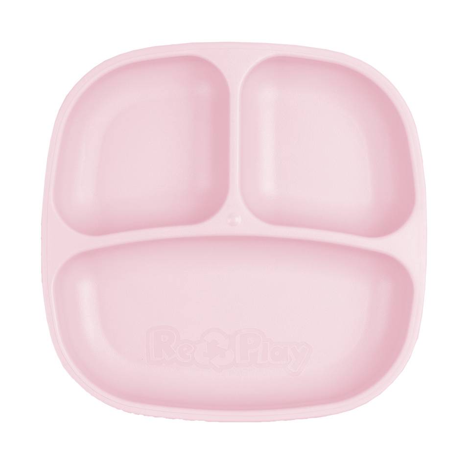 A Re-Play Divided Plate - Ice Pink on a white background