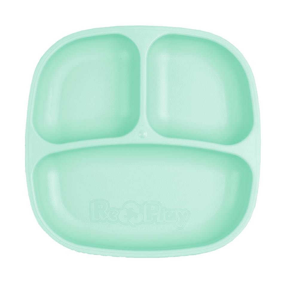 A Re-Play Divided Plate - Mint on a white background