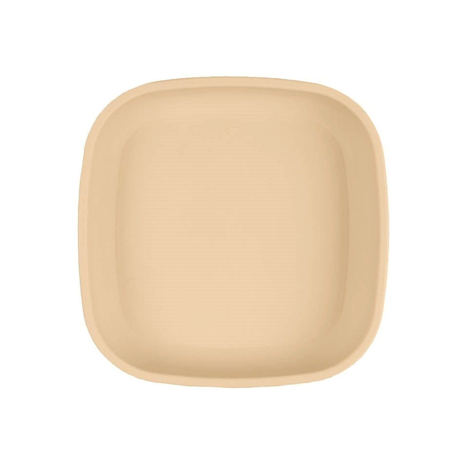 A Large Re-Play Flat Plate - Beige on a white background