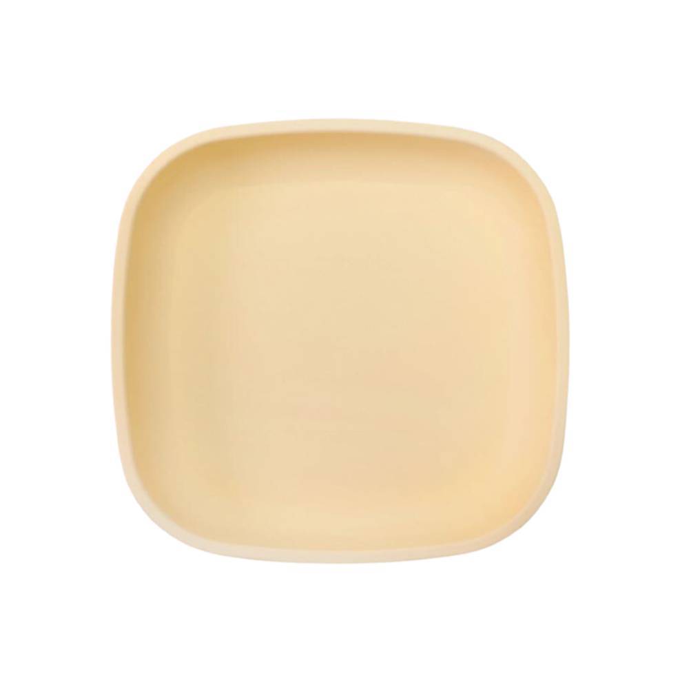 A Small Re-Play Flat Plate - Beige on a white background