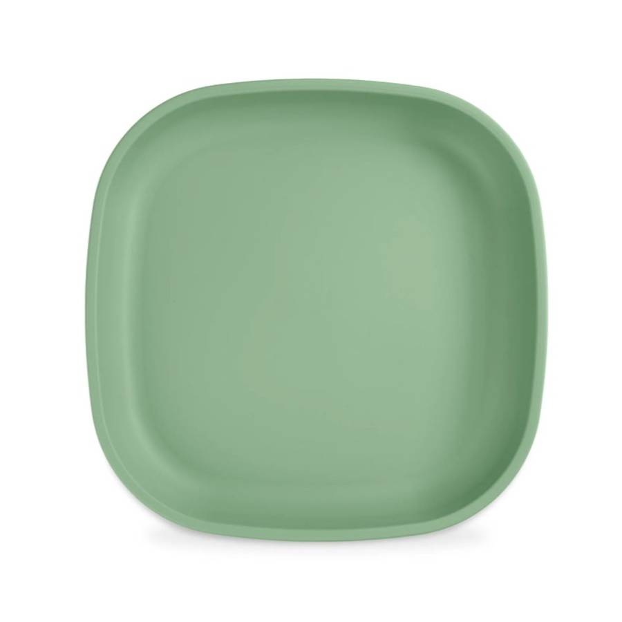 A Small Re-Play Flat Plate - Sage on a white background