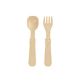 A Re-Play Fork and Spoon - Beige on a white background