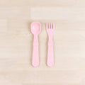 A Re-Play Fork and Spoon - Ice Pink on a white background